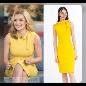 Zara Yellow Tie Neck Dress | Size Small